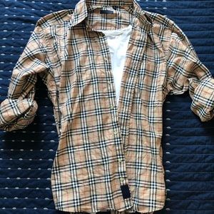 Burberry plaid button-up shirt, Men’s Medium.